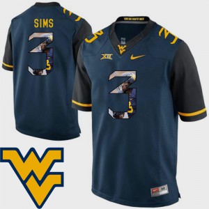 Mountaineers Charles Sims Jersey Men Pictorial Fashion #3 Football Navy University 565218-780