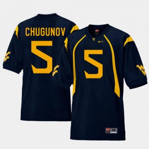 Mountaineers Chris Chugunov Jersey University College Football #5 Navy For Men Replica 473190-377
