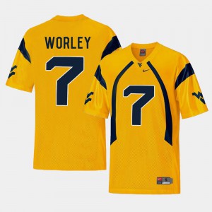 Gold College Football University Replica WV Daryl Worley Jersey #7 For Men's 335333-385