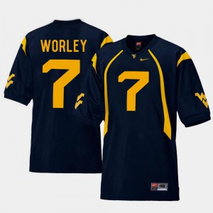 College Football West Virginia Daryl Worley Jersey Stitch Replica #7 Navy Mens 755983-203