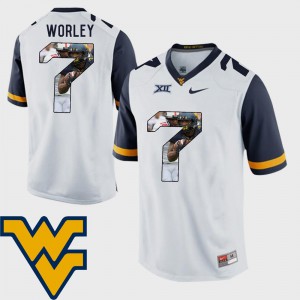 For Men's White Pictorial Fashion Football University #7 WV Daryl Worley Jersey 725626-295