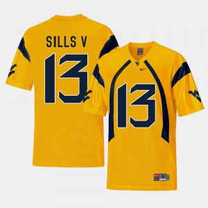 Gold #13 College Football Replica West Virginia Mountaineers David Sills V Jersey Player Men 645488-251