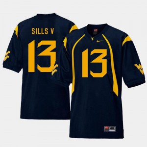 West Virginia University David Sills V Jersey #13 Men's Embroidery Navy Replica College Football 563674-942