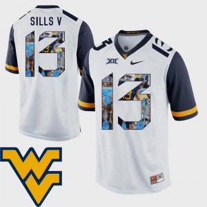 #13 For Men's Football WVU David Sills V Jersey Pictorial Fashion Stitched White 640821-796