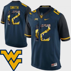 Men's Football College #12 Pictorial Fashion Navy Mountaineers Geno Smith Jersey 815504-226