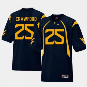 College Football #25 NCAA Navy For Men's Replica WVU Justin Crawford Jersey 897070-247