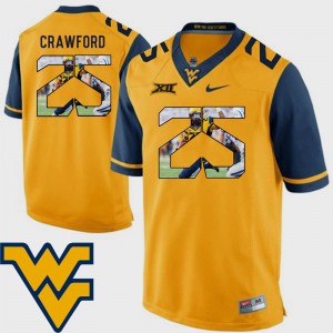 Pictorial Fashion #25 High School Mens Football Gold West Virginia Justin Crawford Jersey 473442-699