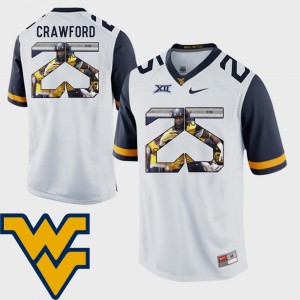 Pictorial Fashion White #25 Football West Virginia Mountaineers Justin Crawford Jersey Alumni For Men's 618878-285