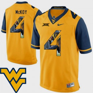 Football Men's Pictorial Fashion Gold #4 Stitch West Virginia University Kennedy McKoy Jersey 242852-573