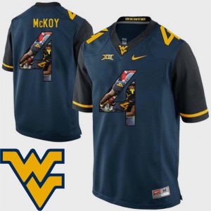 Pictorial Fashion West Virginia Mountaineers Kennedy McKoy Jersey Stitched Football #4 Navy For Men 511885-651