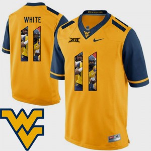 Pictorial Fashion Gold Stitched For Men's West Virginia University Kevin White Jersey Football #11 975249-311
