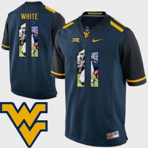#11 College West Virginia University Kevin White Jersey Pictorial Fashion Football Navy For Men's 789890-468