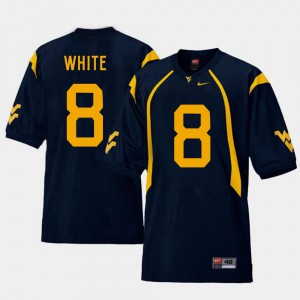 Navy Replica College Football Men's WVU Kyzir White Jersey Stitch #8 413992-461