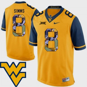 Football Mens Pictorial Fashion Gold #8 Embroidery West Virginia Marcus Simms Jersey 897074-828