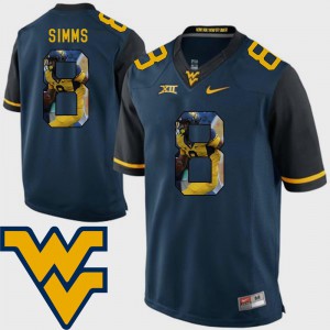 #8 Football Official Mountaineers Marcus Simms Jersey For Men Navy Pictorial Fashion 117322-331