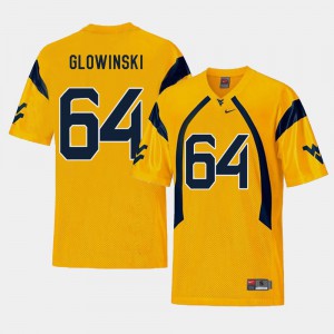 West Virginia Mountaineers Mark Glowinski Jersey Mens College Football Gold Replica College #64 141945-661