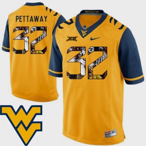 Mountaineers Martell Pettaway Jersey #32 Player Football Gold For Men's Pictorial Fashion 297836-240