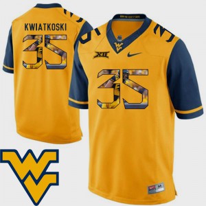Gold Football #35 Stitched West Virginia Nick Kwiatkoski Jersey For Men Pictorial Fashion 588049-682