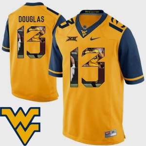 Gold #13 Pictorial Fashion West Virginia University Rasul Douglas Jersey Men's University Football 409351-288