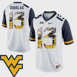 White West Virginia University Rasul Douglas Jersey #13 College Men Pictorial Fashion Football 811115-931