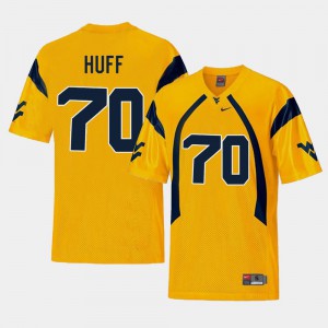 For Men College Football Official Gold West Virginia University Sam Huff Jersey #70 Replica 605200-422