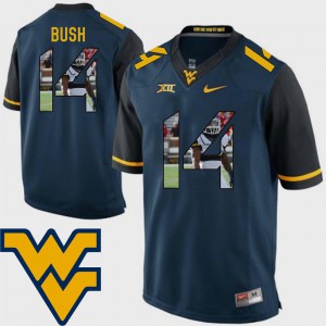 Pictorial Fashion Mens West Virginia Tevin Bush Jersey Football Embroidery Navy #14 599520-132