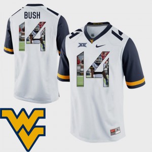 #14 Football Stitch White WVU Tevin Bush Jersey For Men Pictorial Fashion 292789-584