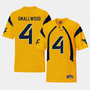 For Men College Football Gold West Virginia University Wendell Smallwood Jersey #4 Replica Stitched 585651-695