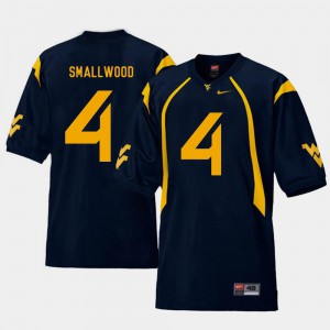 WV Wendell Smallwood Jersey College Football Navy Men's Replica Official #4 875712-958