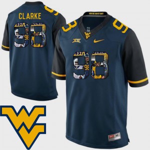 Men Navy Pictorial Fashion Embroidery #98 Football West Virginia Mountaineers Will Clarke Jersey 166181-525
