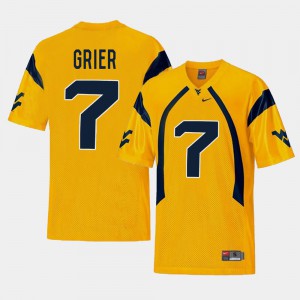 Mountaineers Will Grier Jersey College Football #7 For Men's Gold Replica College 617951-636