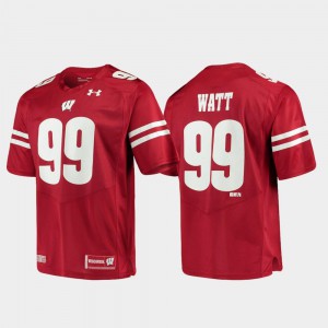 Alumni Football Game #99 Stitch Badgers J.J. Watt Jersey For Men Red Replica 116360-384