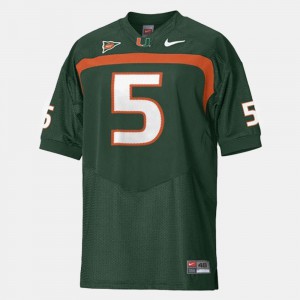 Green College Football Player Miami Hurricane Andre Johnson Jersey #5 For Men's 696961-901