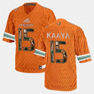 Embroidery Orange #15 UM Brad Kaaya Jersey For Men's Player Pictorial 570260-752