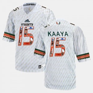 #15 Player Pictorial Stitched White For Men Miami Hurricanes Brad Kaaya Jersey 204050-666