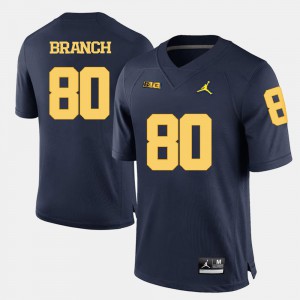 College Navy Blue Michigan Alan Branch Jersey #80 For Men College Football 660483-987