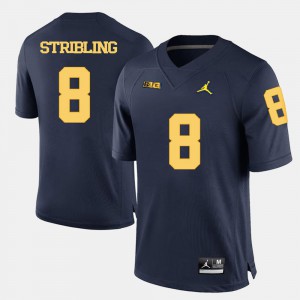 Michigan Channing Stribling Jersey College Football Men's Player Navy Blue #8 664377-189