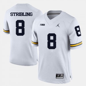 #8 Men Player White U of M Channing Stribling Jersey College Football 184597-366