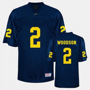 College Football For Men's University of Michigan Charles Woodson Jersey Blue #2 Stitched 392219-285