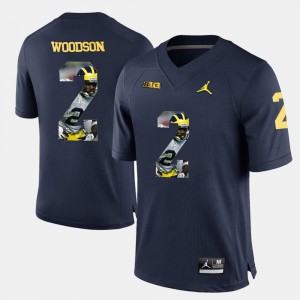 Stitch #2 Michigan Charles Woodson Jersey Navy Blue Player Pictorial For Men's 445565-954