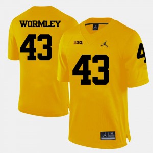 Michigan Chris Wormley Jersey Stitched College Football #43 Yellow For Men 743957-600