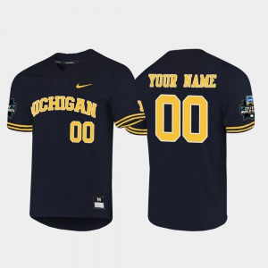 Mens Navy 2019 NCAA Baseball College World Series Michigan Customized Jersey #00 Player 185393-722
