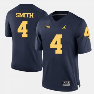 Wolverines De'Veon Smith Jersey NCAA Navy Blue College Football #4 For Men's 828349-708