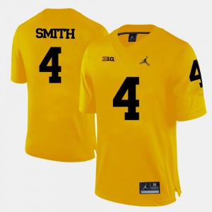 Wolverines De'Veon Smith Jersey For Men's Yellow #4 Stitch College Football 535343-915
