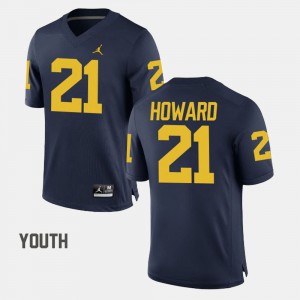 #21 Official College Football Navy Youth(Kids) Michigan desmond Howard Jersey 874107-578