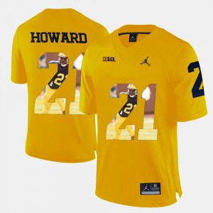 For Men's College Player Pictorial Wolverines Desmond Howard Jersey Yellow #21 393770-168