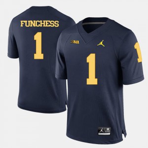 U of M Devin Funchess Jersey College Football #1 Navy Blue Official Men's 836773-923