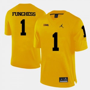 College Football Stitch For Men's Yellow University of Michigan Devin Funchess Jersey #1 335647-264