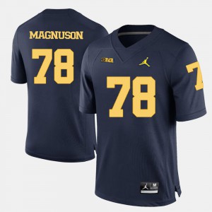 College Football Michigan Erik Magnuson Jersey Embroidery Navy Blue #78 For Men's 492861-814