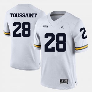 White Men's College Football Stitch #28 Michigan Fitzgerald Toussaint Jersey 579325-915